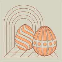 Minimalist 3D Render Decorative Textured Eggs with Symmetrical Patterns vector