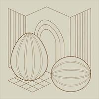 Minimalist 3D Render Decorative Textured Eggs Patterns vector