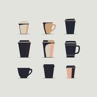 Unique Coffee Cups Silhouette on a White Background vector