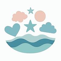 Best Clouds and Waves Silhouette on a White Background vector
