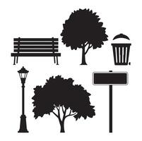 Park Icons Silhouette on a White Background vector
