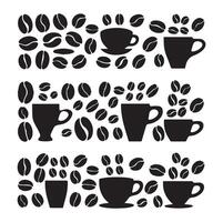 Coffee Bean and Mug Patterns Silhouette on a White Background vector