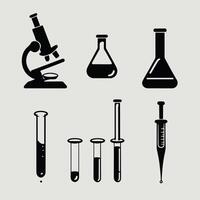 unique Science and Laboratory Tools Silhouette on a White Background vector