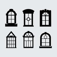 Urban Architecture Elements Windows, Doors, etc. Silhouette on a White Background vector