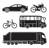 Collection of Simple and Modern Vehicle Silhouettes on White background vector