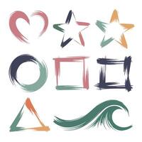 various Type Soft Brushstroke Patterns Silhouette on a White Background vector