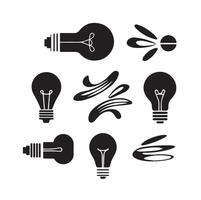 Different style Light Bulb and Innovation Symbols Silhouette on a White Background vector