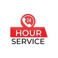 24 hour everyday open service label with clock sign vector