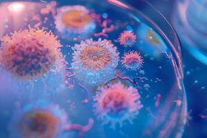 Microscopic View of Bacteria in a Petri Dish - Macro Laboratory Shot photo