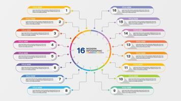 Infographic 16 step and number. vector