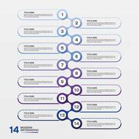 Infographic 14 step and number, business concept. vector