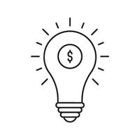 thin line lightbulb with dollar icon like start up. linear trend modern wealth logotype graphic stroke web design isolated on white. concept of simple smart strategy or economy growth pictogram vector