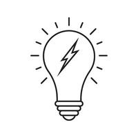Lightning in light bulb icon.Light bulb symbol with lightning bolt inside. illustration. vector