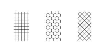Comparison of Square, Hexagonal, and Expanded Wire Mesh Patterns. vector