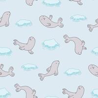 Seamless Pattern of Sea Lion Floating Ice Background for Fashion Wrapping Print Fabric vector