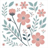 Abstract Boho Flowers for Retro Floral Artwork vector