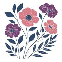 Retro Boho Flower Design for Abstract Floral Art vector