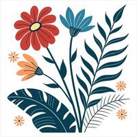 Abstract Retro Boho Floral Design for Artistic Creations vector