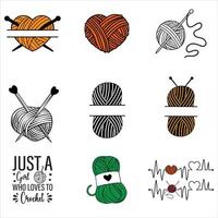 Collection of Unique Yarn Monogram Design for Knitters vector