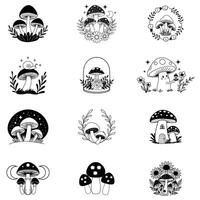 Mushroom Fungi Sublimation Illustration for Unique Design Bundle vector