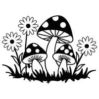 Artistic Mushroom and Floral Illustration for Digital Design Projects vector