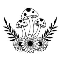 Unique Mushroom and Floral Artwork for Artistic Projects vector