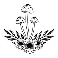 Elegant Mushroom with Floral Artwork for Digital and Print Designs vector