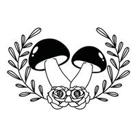 Handcrafted Mushroom with Floral Illustration for Culinary Graphics vector
