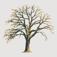 Flat Leafless Tree Design with Clean White Background vector