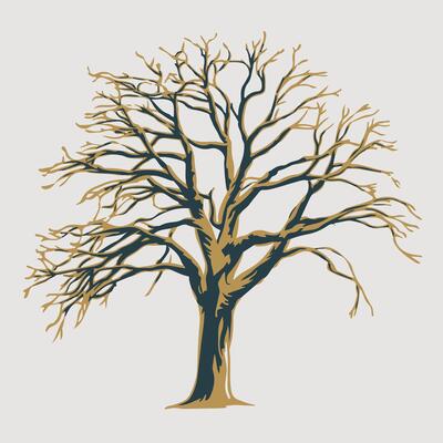 Flat Leafless Tree Design with Clean White Background