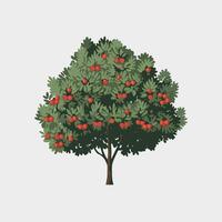 Stylized Green Fruit Tree in a Simple Flat Style vector