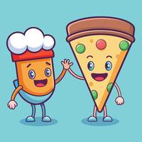 Fun and Playful Ice Cream and Pizza Duo vector