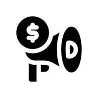 sponsored glyph icon. Strong and solid icon for websites, mobile interfaces, presentations, and visual branding. High quality and easy to edit. vector