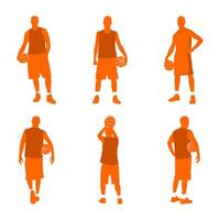 Silhouette of a Basketball Player standing in orange vector