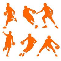 Silhouette of a basketball player carrying the ball as if passing an enemy vector