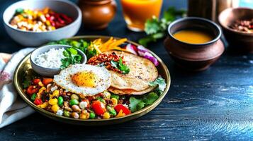 Morning unfolds at a high-end ryokan as guests savor an elegant breakfast filled with vibrant dishes, including vegetables, fresh herbs, and artisanal condiments. photo