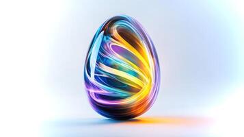 An abstract egg features vibrant swirls of color in a captivating design that highlights advanced digital art techniques, creating an enchanting visual experience. photo