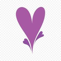 Purple heart element design on white vector