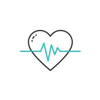 Heartbeat line icon with pulse sign on it. vector