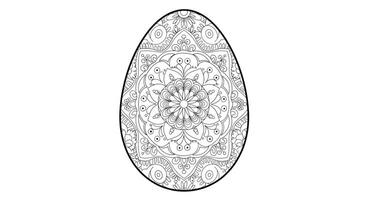 A High-Quality Outline of a Simple Mandala Inside a Large Easter Egg. vector