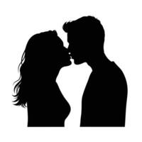 Silhouette of a couple kissing on a white background vector