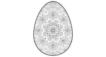A High-Quality Outline of a Simple Mandala Inside a Large Easter Egg. the Mandala Should Have Swirls Flowers and Geometric Patterns vector
