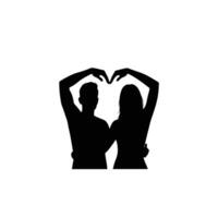 A silhouette of two people making a heart shape vector