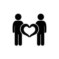Two people holding a heart shape in the shape of a heart vector