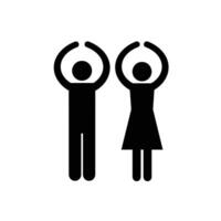 A man and woman standing with their hands up vector