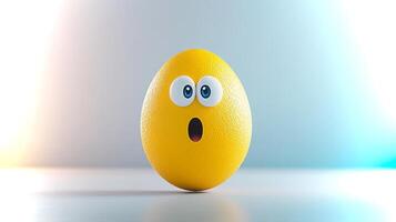 A bright yellow sphere displays a surprised expression with wide eyes. The background features a smooth gradient that enhances the vibrant color of the sphere. photo