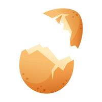 Cracked and broken eggshell, open shell of brown chicken egg. Hatching or cooking, breaking eggshell to get nutritious product. Organic waste. Garbage sorting, recycling. vector