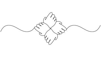 Line art illustration of a teamwork symbol vector