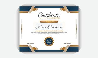 Print ready Certificate template, simple and Stylish background, elegant blue and gold diploma certificate template, elegant certificate of appreciation template vector