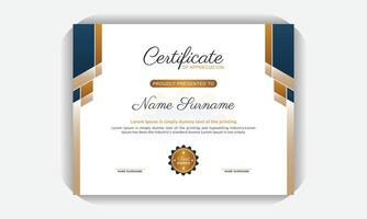 Print ready Certificate template, simple and modern background, elegant blue and gold diploma certificate template, elegant certificate of appreciation template vector